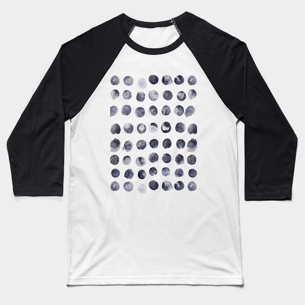 Moon Phases polka dots Baseball T-Shirt by Guncha Kumar